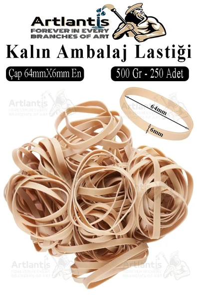 Kalın Ambalaj Lastiği 500 gr 250 li 1 Paket %100 Kauçuk 64x6mm Geniş Büyük Paket Lastik Kasa Poşet Taşıma Lastiği