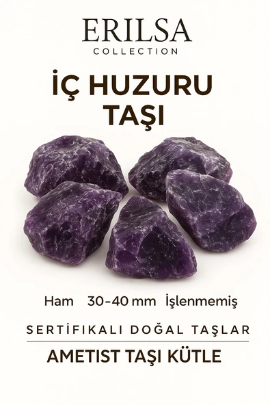 Sertifikalı Ham İşlenmemiş Koyu Ametist Taşı Kütle – El Taşı - Derin Arınma Spiritüel Güç Kaynağı ürün görseli