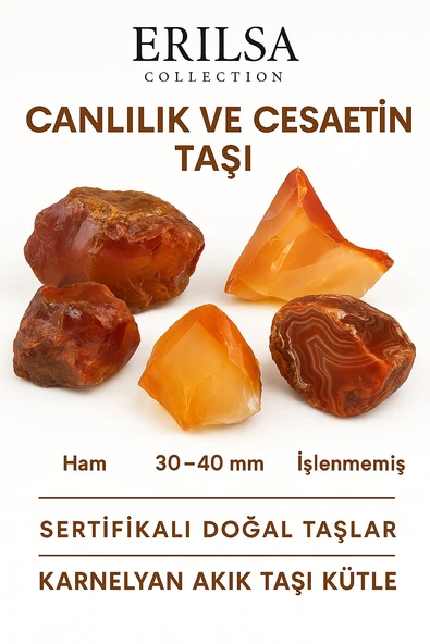 Sertifikalı Ham İşlenmemiş Karnelyan Akik Taşı Kütle – El Taşı | Yaşam Enerjisi ve Cesaret Veren Doğal Güç ürün görseli