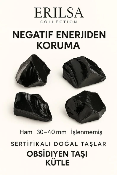 Sertifikalı Ham Siyah Obsidyen Taşı Kütle – El Taşı Negatif Enerji Kalkanı Derin Arınma Gücü ürün görseli