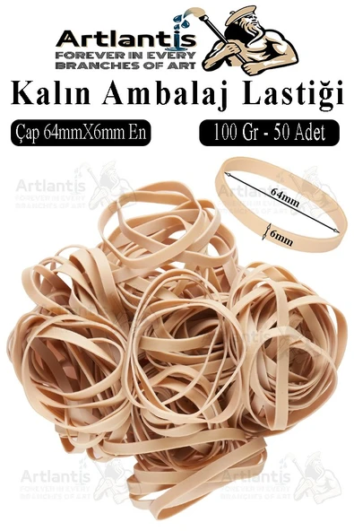 Kalın Ambalaj Lastiği 100 gr 50 li 1 Paket %100 Kauçuk 64x6mm Geniş Büyük Paket Lastik Kasa Poşet Taşıma Lastiği