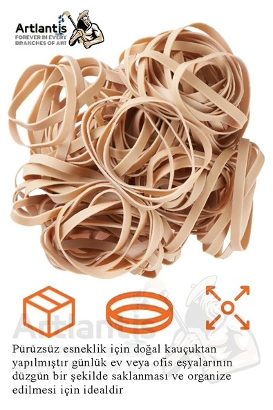 Kalın Ambalaj Lastiği 250 gr 125 li 1 Paket %100 Kauçuk 64x6mm Geniş Büyük Paket Lastik Kasa Poşet Taşıma Lastiği - 2