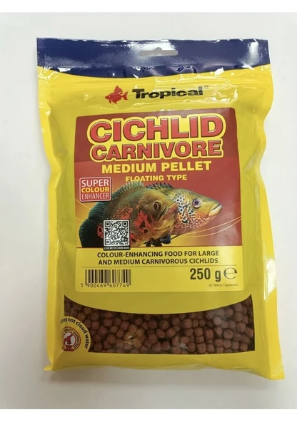 Tropical Cichlid Carnivore Medium Pellet 250Gr Paket Yem