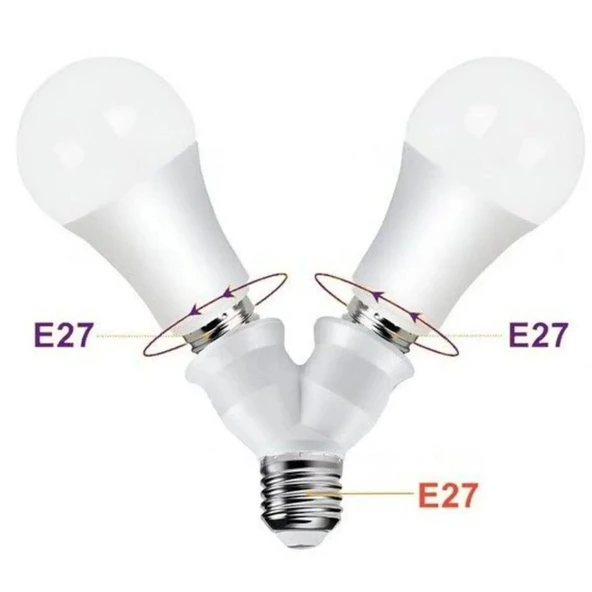 LEDX DY-101 E27 DUY ÇOĞALTICI (TEK DUYDAN ÇİFT E27 LAMBA BAĞLANTISI) - 3