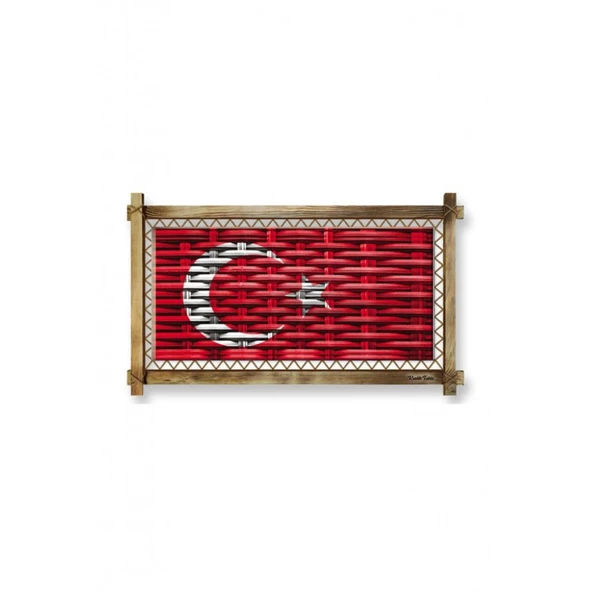 Kanvas Türk Bayrağı Led Işıklı Rustik Tablo - 1