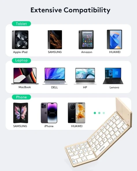 Samsers Touchpadli Katlanabilir Bluetooth Klavye - 8