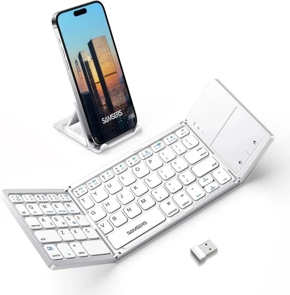 Samsers Touchpadli Katlanabilir Bluetooth Klavye Frost Silver