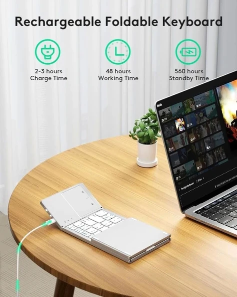 Samsers Touchpadli Katlanabilir Bluetooth Klavye - 4