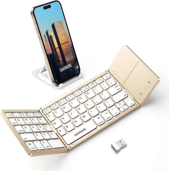 Samsers Touchpadli Katlanabilir Bluetooth Klavye Desert Gold