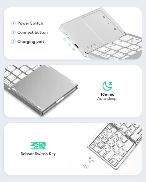 Samsers Touchpadli Katlanabilir Bluetooth Klavye - 6