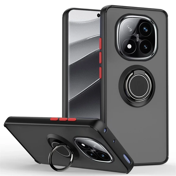 Gpack Xiaomi Redmi Note 14 Pro Plus uyumlu Kılıf Montreal Yüzüklü Mıknatıslı Kamera Korumalı Silikon - 1