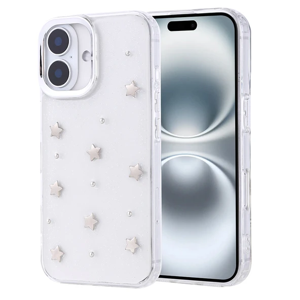 Gpack iPhone 16 uyumlu Kılıf Kenarlar Airbagli Simli Şeffaf Kutup Kapak - Resim 2