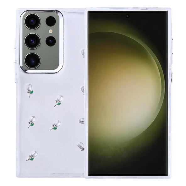 Gpack Samsung Galaxy S25 Ultra uyumlu Kılıf Kenarlar Airbagli Simli Şeffaf Kutup Kapak - Resim 4