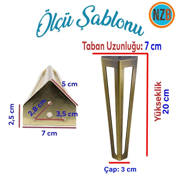 Mobilya Koltuk Konsol Tv Ünite Masa Ayağı Metal Ayakları 20 Cm Antik Sarı 4 Adet - Resim 2