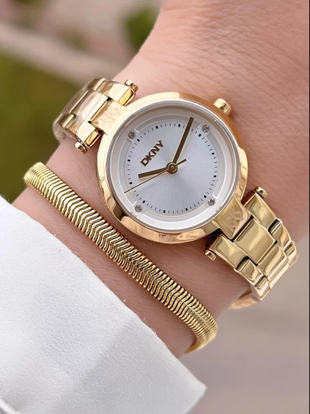 DKNY Çelik Kasa Ve Kordon 5 Atm Suya Dayanıklı 2 Yıl Garantili Kadın Kol Saati+Bileklik DKNY.0055.2 ürün görseli