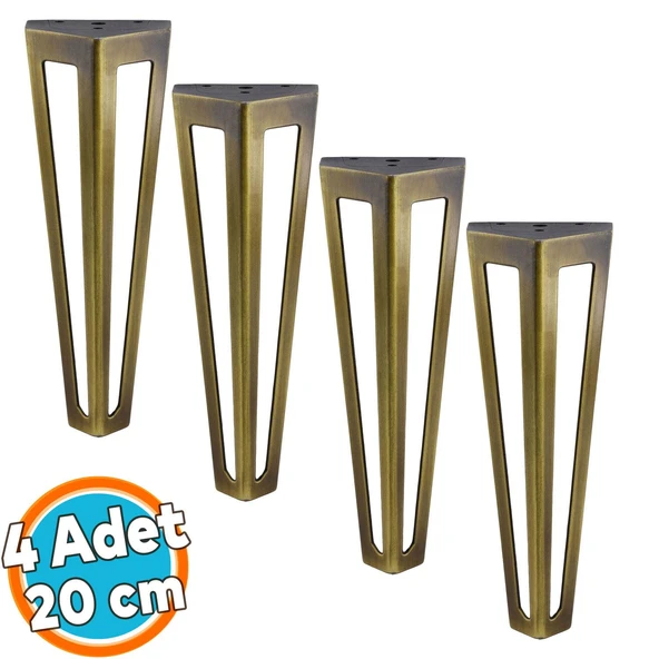 Mobilya Koltuk Konsol Tv Ünite Masa Ayağı Metal Ayakları 20 Cm Antik Sarı 4 Adet ürün görseli