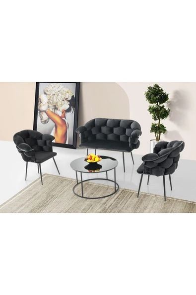 Ms - Mg502-bs / Balon Çay Bahçe Takımı Boyalı Siyah Ayak
