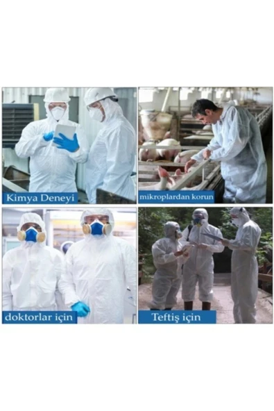 KK KORONA KORUYUCU Laminasyonlu Tulum - Ce Belgeli - Virüs Ve Bakterilere Karşı Koruyucu, Fermuarlı, Tek Kullanımlık