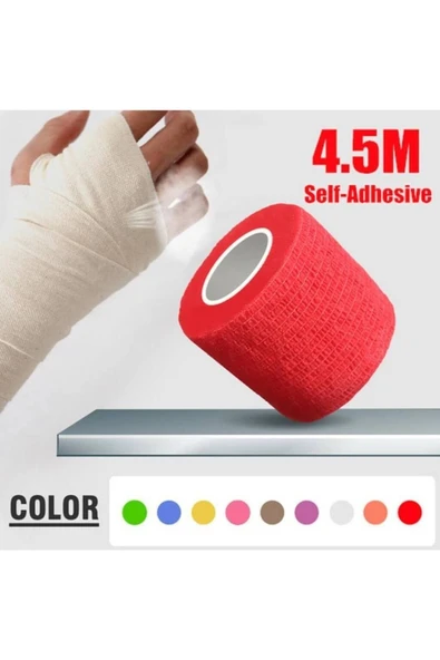 DEDEKS Kendinden Yapışkanlı Elastik Coban Bandaj Kırmızı Renkli 5 Cm Yapışan Koban - Resim 3