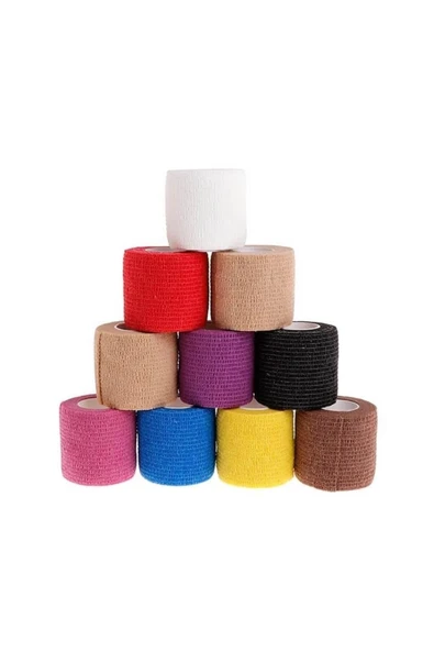 DEDEKS Elastik Kendinden Yapışkanlı Coban Bandaj Beyaz Renkli 5 Cm Yapışan Koban - Resim 3