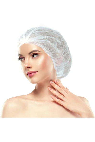 BRBEN TEKSTİL Brben Tek Kullanımlık Bone-beyaz(white)-100 Adet(1 Paketx100adet) ürün görseli