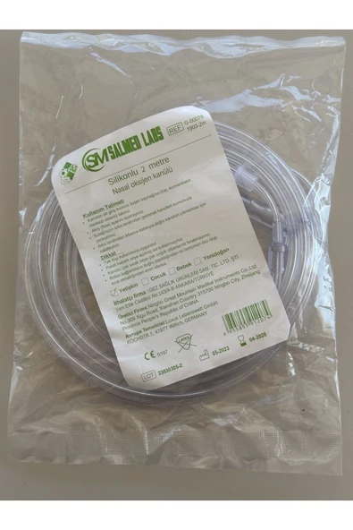 SALMED Oksijen Kanülü 2 METRE Silikonlu Nazal Kanül Yetişkin