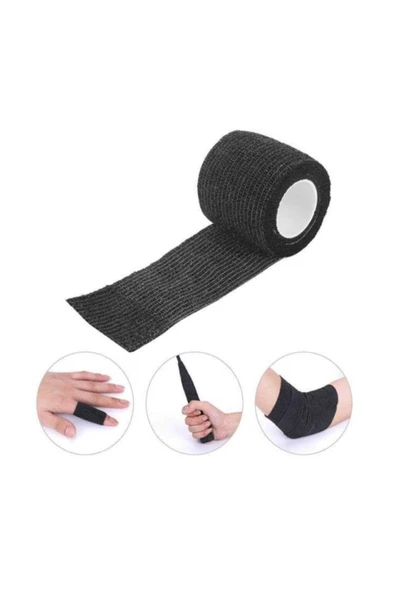DEDEKS Elastik Kendinden Yapışkanlı Bandaj Coban Siyah Renkli 5 Cm Yapışan Koban - Resim 2