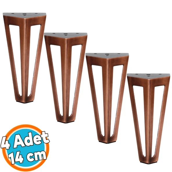 Mobilya Koltuk Baza Puf Kanepe Tv Ünite Masa Ayağı Ayakları Metal Ayak 14 Cm Antik Bakır 4 ADET ürün görseli