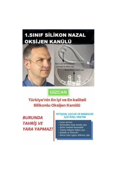 GEZ Nazal Oksijen Kanülü Silikonlu 2 Metre - Resim 2
