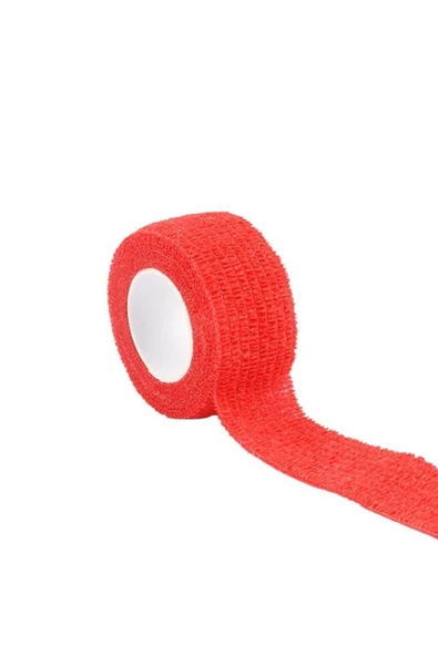 DEDEKS 2.5 Cm Kırmızı Elastik Kendinden Yapışkanlı Coban Bandaj Yapışan Koban - Resim 2