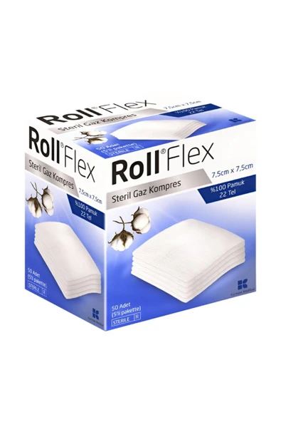 ROLL Flex Steril Gaz Kompresi 50 Li ( 7,5 Cm X 7,5 Cm 5 Li Pakette )