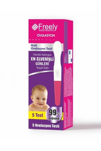 FREELY Ovulasyon (YUMURTLAMA) Testi 5 Adet / Hamile Kalmaya Elverişli Günleri Tespit Eder