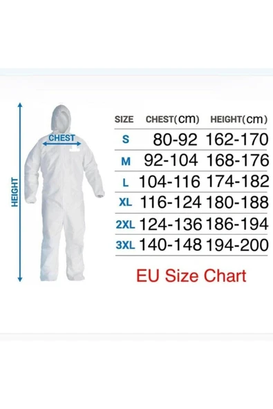 COOLMENCLUB Tıbbi Ve Kimyasal Koruyucu Tulum - En14126 - Type/tip 5/6 - Beden: X Large - Resim 4