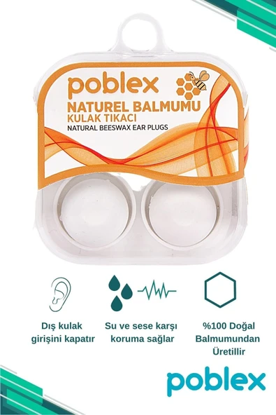 POBLEX Naturel Balmumu Kulak Tıkacı - Kulak Koruyucu Tıpası 4'lü