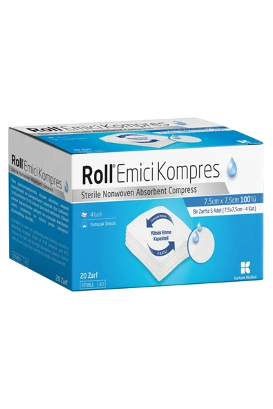 ROLL Steril Nonwowen Emici Kompres Gazlı Bez 7.5cm X 7.5cm - 100 Adet ürün görseli