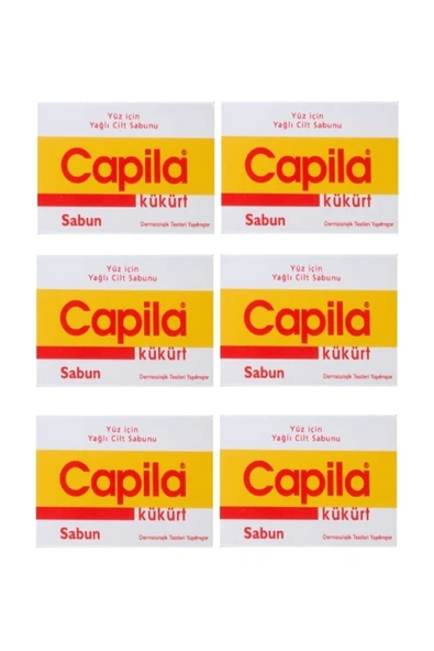 CAPİLA Kükürt 90 g 6 Adet - Yağlı Ciltler Için Kükürtlü Ve Katranlı Yüz Sabunu