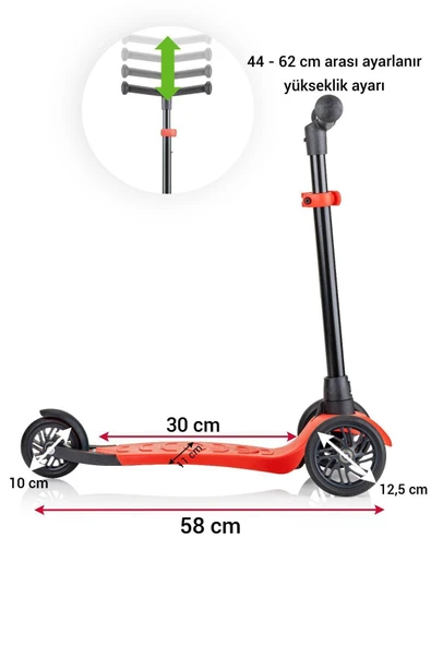 Jusso 3 Tekerli Yükseklik Ayarlı Scooter - 4