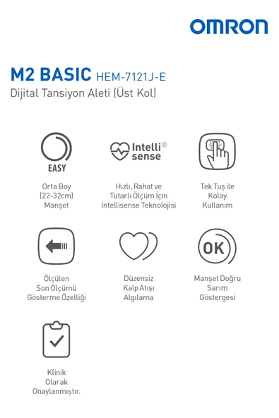 OMRON M2 Basic Üst Koldan Ölçer Dijital Tansiyon Aleti - 3