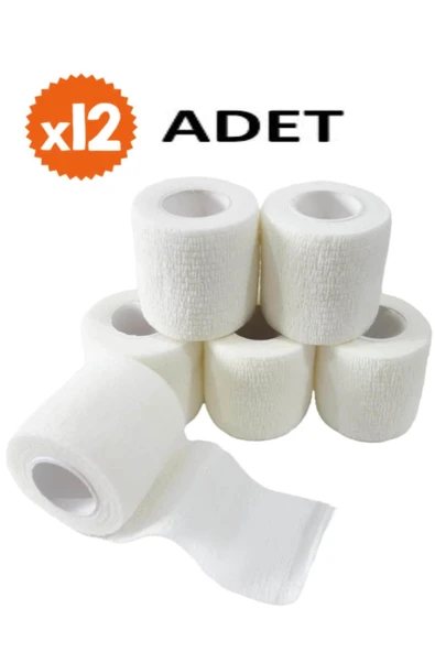 DEDEKS 12 Adet Elastik Kendinden Yapışkanlı Koban Bandaj 5 cm