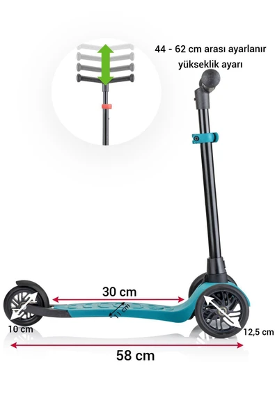 Jusso 3 Tekerli Yükseklik Ayarlı Scooter - 4