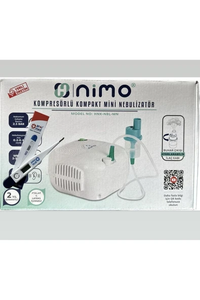 NİMO Ateş Ölçer Hediyeli Kompresörlü Compact Mini Nebülizatör (HNK-NBL-MN)