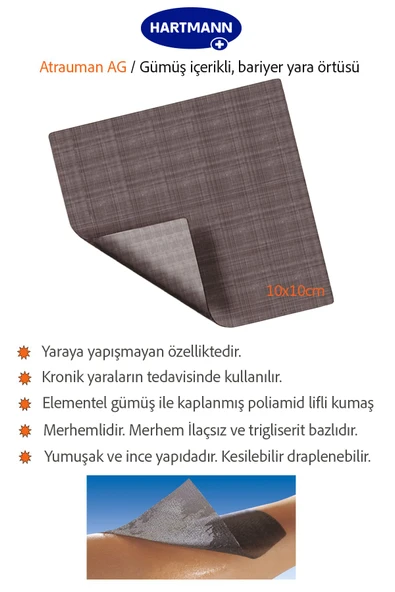 HARTMANN Atrauman Ag Gümüş Içerikli Yara Örtüsü 10x10 Cm 10 Adet - Resim 2