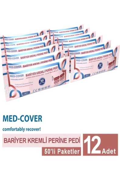 MED-COVER Med-cover Bariyer Kremli Perine Vücut Mendili 50'li 12 Paket ürün görseli