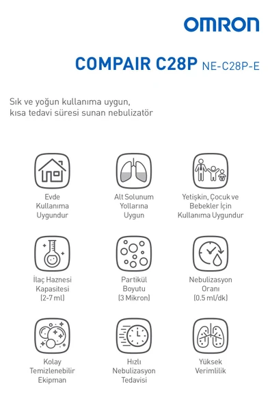 OMRON C28P, Hızlı Tedavi Süresi Sunan, Dayanıklı Nebulizatör - 3