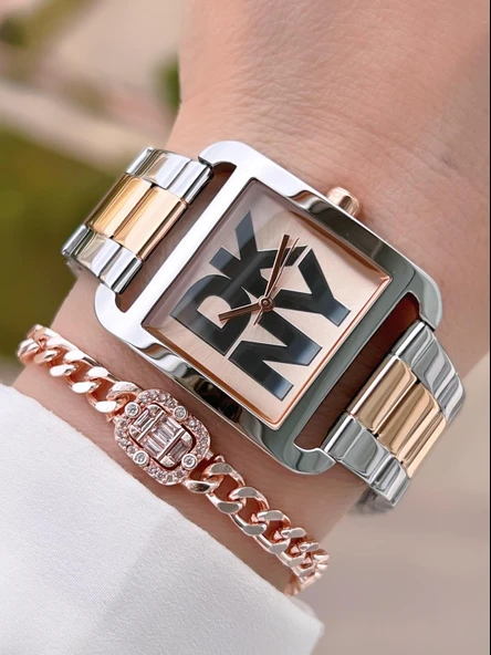 DKNY Çelik Kasa Ve Kordon 5 Atm Suya Dayanıklı 2 Yıl Garantili Kadın Kol Saati+Bileklik DKNY.L0045.4