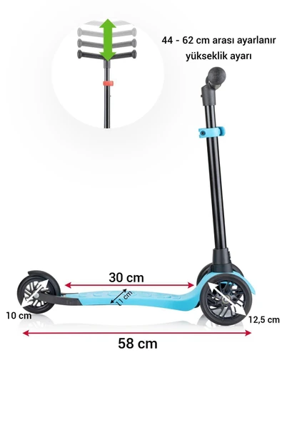Jusso 3 Tekerli Yükseklik Ayarlı Scooter - 5