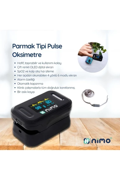 NİMO Parmak Tipi Pulse Oksimetre Hnk-pls-01 Oximetre Nabız Ölçer - 3