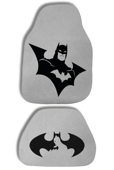 Kingstar Batman Logolu Gri Oto Paspas Halı Seti 4 Parça - Her Araca Uygun