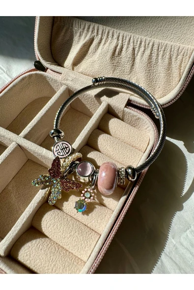 LUXSTONE  Kelebek Charm Çelik Bileklik
