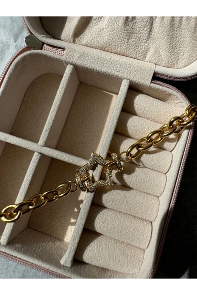 LUXSTONE  Yıldız Zirkon Taşlı Gold Çelik Bileklik - 4